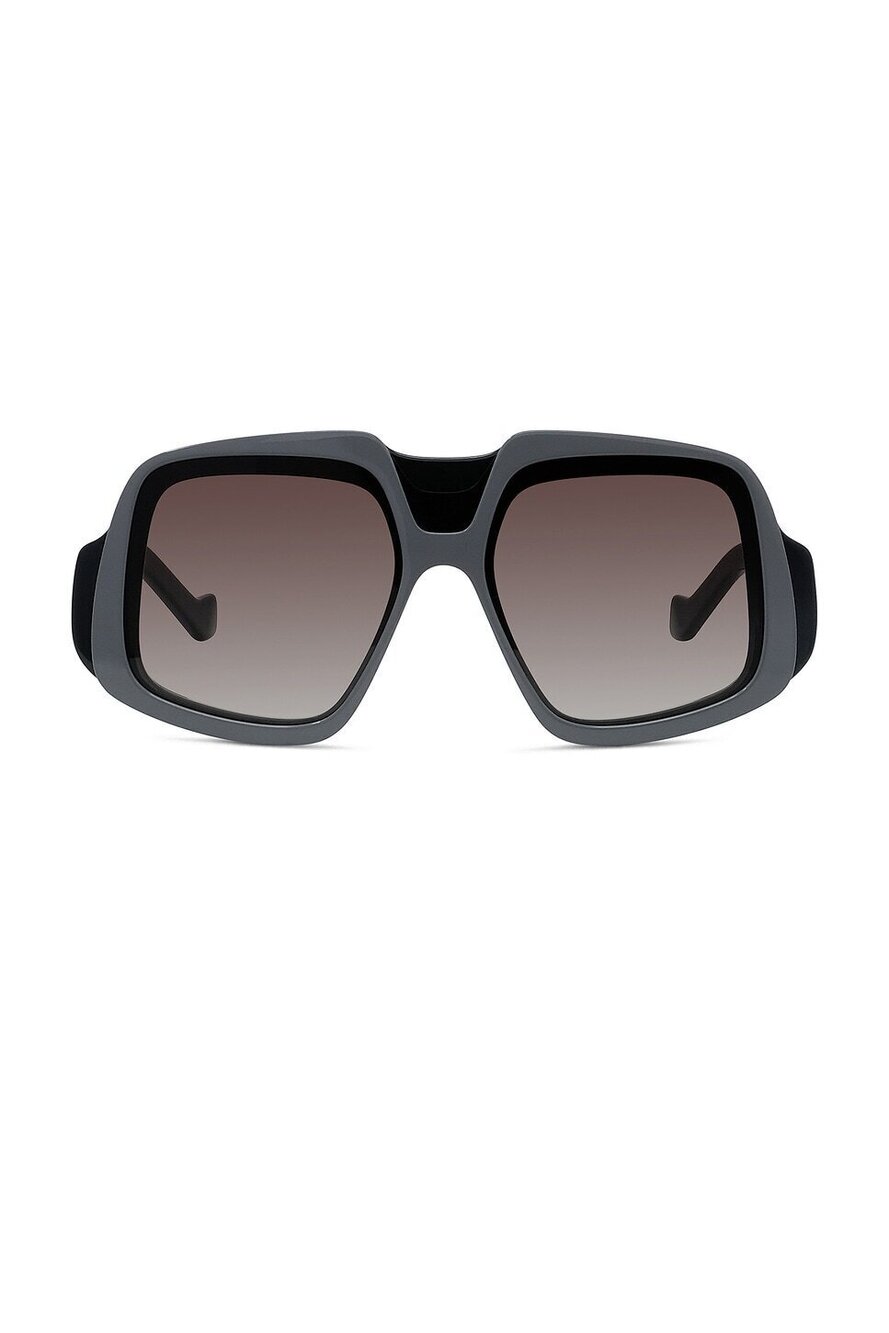New Loewe Shield Sunglasses in Shiny Black & Gradient Bordeaux olive green large